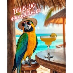 Jimmy Buffett It's 5:00 Somewhere Margaritaville Waterproof Sticker 8" Sticker